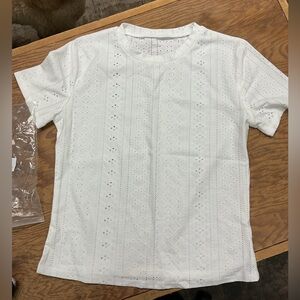 White Eyelet Short Sleeve Top